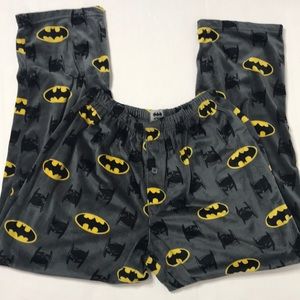 Batman Logo Sleepwear PJ Pajama Bottoms Fleece L
